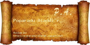 Poparadu Aladár névjegykártya